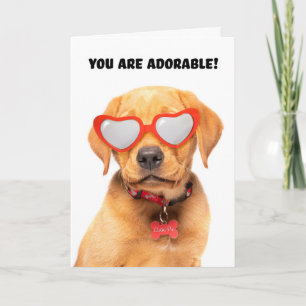 Gelukkige Valentijnsdag Schattigee puppy in hartbr Feestdagen Kaart