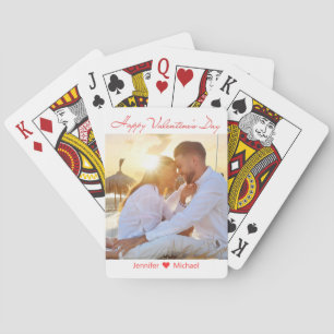 gelukkige valentijnsdag stel foto romantische chic pokerkaarten