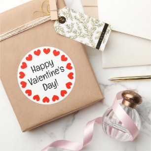 Gelukkige Valentijnsdag stickers met rode harten