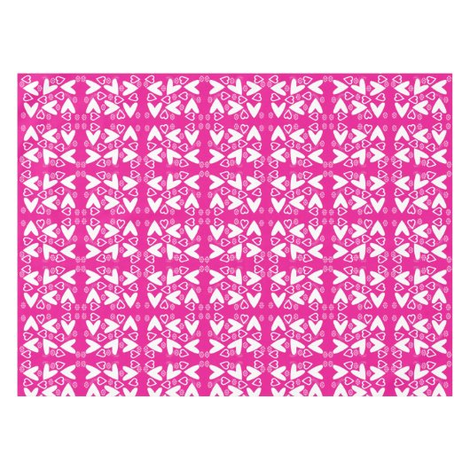 Gelukkige Valentijnsdag tafelkleed Roze Witte Hart (Voorkant (Horizontaal))