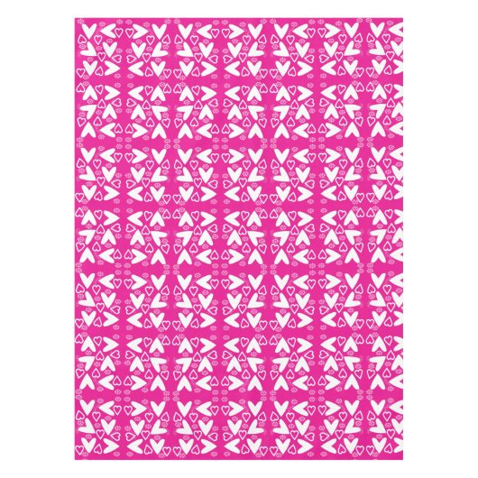 Gelukkige Valentijnsdag tafelkleed Roze Witte Hart (Voorkant)