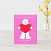 Gelukkige Valentijnsdag Tante White Cat Kaart (Gele Bloem)