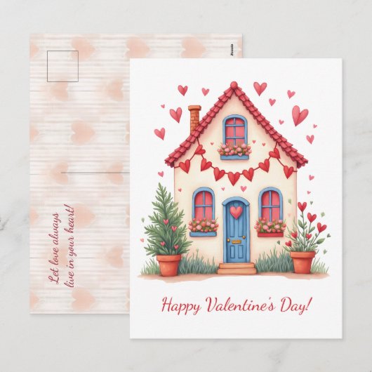 Gelukkige Valentijnsdag! Valentijnskaart. Feestdagenkaart (Voorkant / Achterkant)