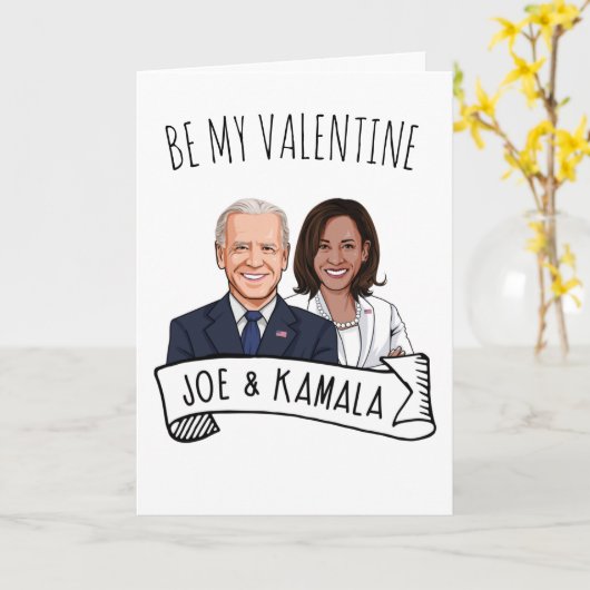 Gelukkige Valentijnsdag van Joe en Kamala Kaart (Gele Bloem)