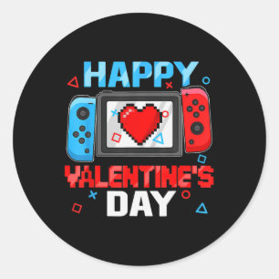 Gelukkige Valentijnsdag Video Game Controller Hart Ronde Sticker