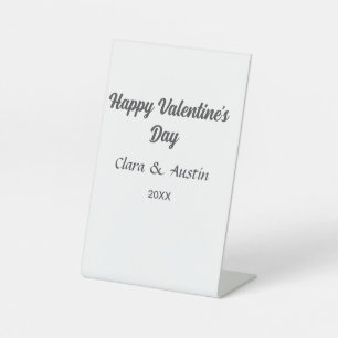 Gelukkige Valentijnsdag voeg naam datum toe eenvou Reclamebord Met Voetstuk