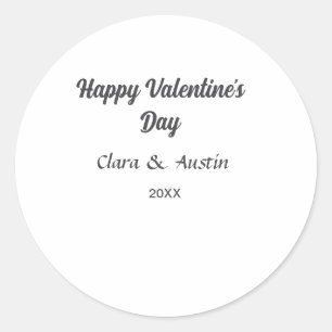 Gelukkige Valentijnsdag voeg naam datum toe eenvou Ronde Sticker