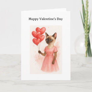 Gelukkige Valentijnsdag voor Siamese kattenliefheb Kaart