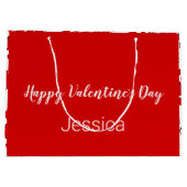 Gelukkige Valentijnsdag Wit en Rood met Harten Groot Cadeauzakje (Achterkant)