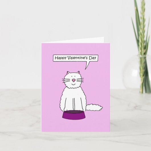 Gelukkige Valentijnsdag Witte Kat Kaart (Voorkant)