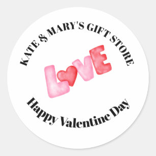 Gelukkige Valentijnsdag Zakelijke naam Ronde Sticker