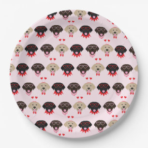 Gelukkige Valentijnse Labrador Retriever Dogs Papieren Bordje