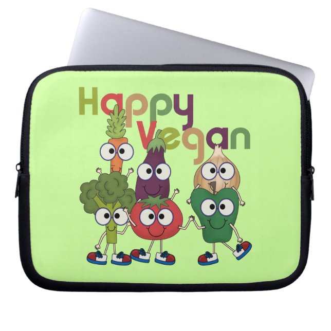 Gelukkige Veganist Laptop Sleeve (Voorkant)