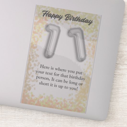 Gelukkige verjaardag 11-jarige sticker (Detail)