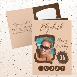 Gelukkige verjaardag 16 vandaag voeg foto bruin to kaart