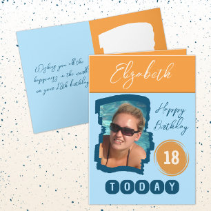 Gelukkige verjaardag 18 vandaag voeg fotoblauw sin kaart