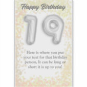 Gelukkige verjaardag 19-jarige sticker (Voorkant)