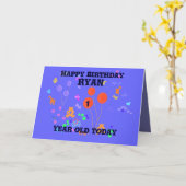 Gelukkige Verjaardag 1 jaar oude jongen Kaart (Gele Bloem)