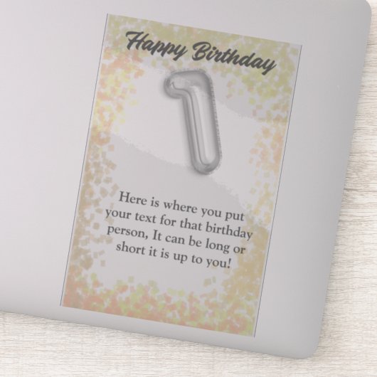 Gelukkige verjaardag 1 jaar oude sticker (Detail)