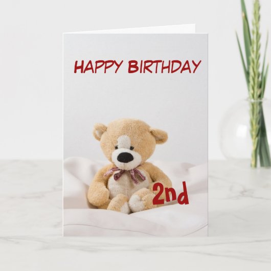 Gelukkige Verjaardag 2e Teddy Bear Theme Kaart (Voorkant)