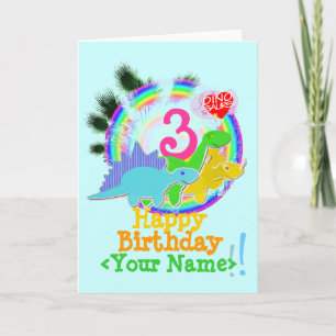 Gelukkige verjaardag 3 jaar, Jouw naam Dino Kaart