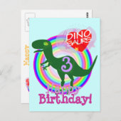 Gelukkige Verjaardag 3 Jaar T-Rex Dino Briefkaart (Voorkant / Achterkant)