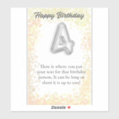 Gelukkige verjaardag 4-jarige sticker (Vel)