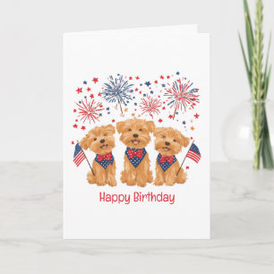 Gelukkige Verjaardag 4 Juli Yorkshire Terrier Hond Kaart