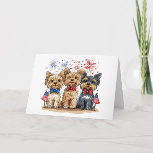 Gelukkige Verjaardag 4 Juli Yorkshire Terrier Hond Kaart