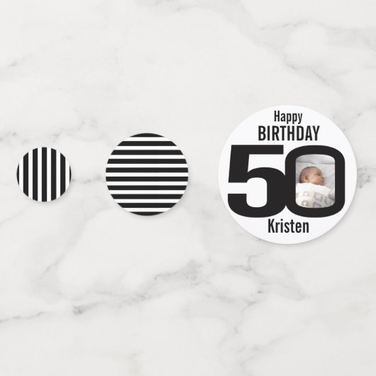 Gelukkige verjaardag 50e naam en fotodocument conf confetti (Achterkanten)