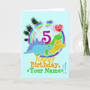 Gelukkige Verjaardag 5 jaar, Jouw naam Dinos Kaart