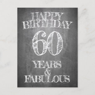 Gelukkige verjaardag - 60 jaar & Fabulous in krijt Feestdagenkaart