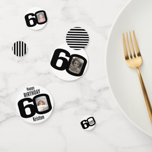 Gelukkige verjaardag 60e naam en fotodocument conf confetti (Groep)