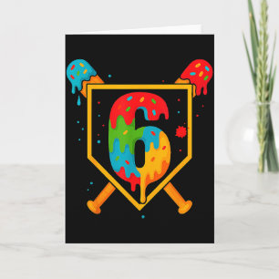 Gelukkige verjaardag 6 jaar oude honkbal ijs lente kaart