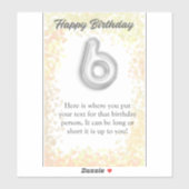 Gelukkige verjaardag 6-jarige sticker (Vel)