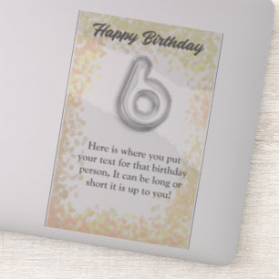 Gelukkige verjaardag 6-jarige sticker