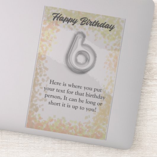 Gelukkige verjaardag 6-jarige sticker (Detail)