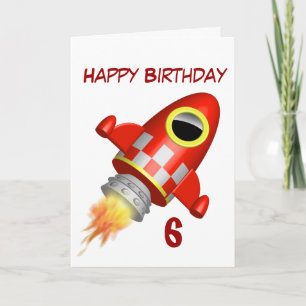 Gelukkige Verjaardag 6e Little Rocket Theme Kaart
