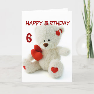 Gelukkige Verjaardag 6e Teddy Bear Theme Kaart