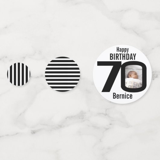 Gelukkige verjaardag 70e naam en fotodocument conf confetti (Achterkanten)