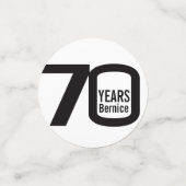 Gelukkige verjaardag 70e naam en fotodocument conf confetti (Kleine voorkant)