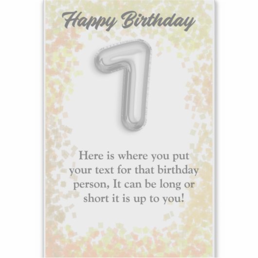 Gelukkige verjaardag 7-jarige sticker (Voorkant)