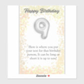 Gelukkige verjaardag 9 jaar oude sticker (Vel)