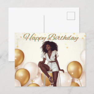 Gelukkige verjaardag aan jou Melanin Sista Zwarte  Briefkaart