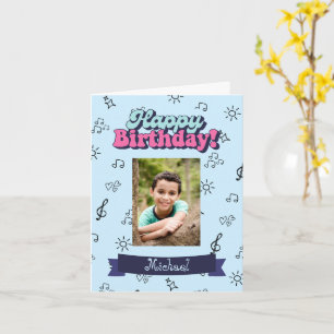 Gelukkige verjaardag aangepaste blauwe foto kaart