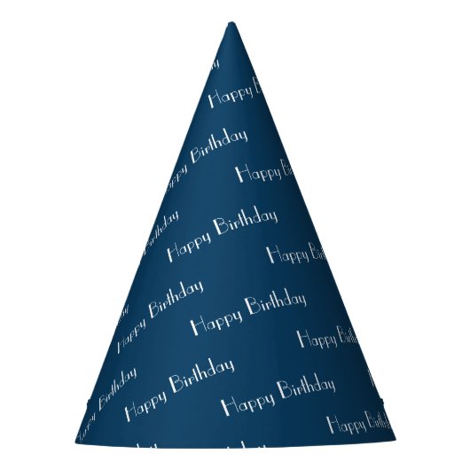 Gelukkige Verjaardag Aangepaste Tekst Patroon Navy Feesthoedjes (Voorkant)