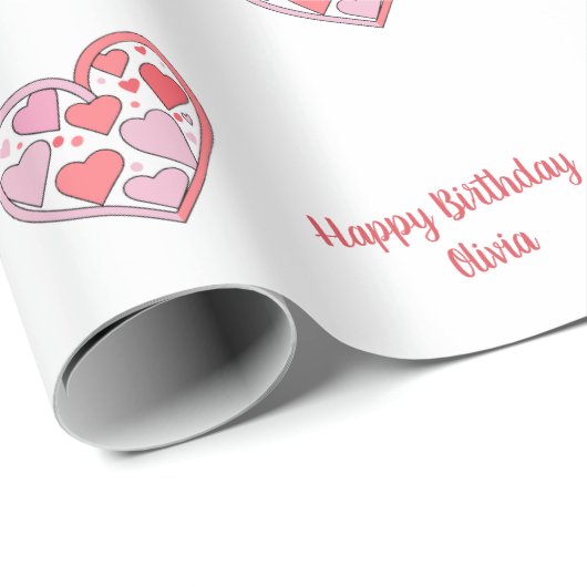 Gelukkige Verjaardag Aangepaste Tekst Vrolijke Roz Cadeaupapier (Rol Hoek)