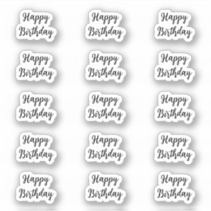 Gelukkige Verjaardag Aangepaste Tekstkleur Zwart W Sticker