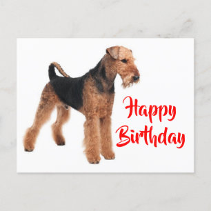 Gelukkige Verjaardag Airedale Terrier Puppy Hond Briefkaart