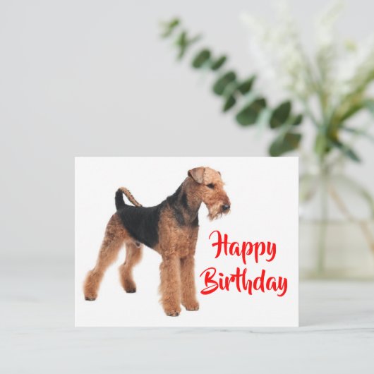 Gelukkige Verjaardag Airedale Terrier Puppy Hond Briefkaart (Staand voorkant)